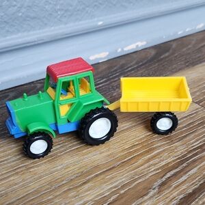 Plastic Toy Tractor Green Red Blue Yellow